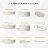 12Pcs Cookware Set Stackable Nonstick Pot & Pan Lid & Detachable Handle 