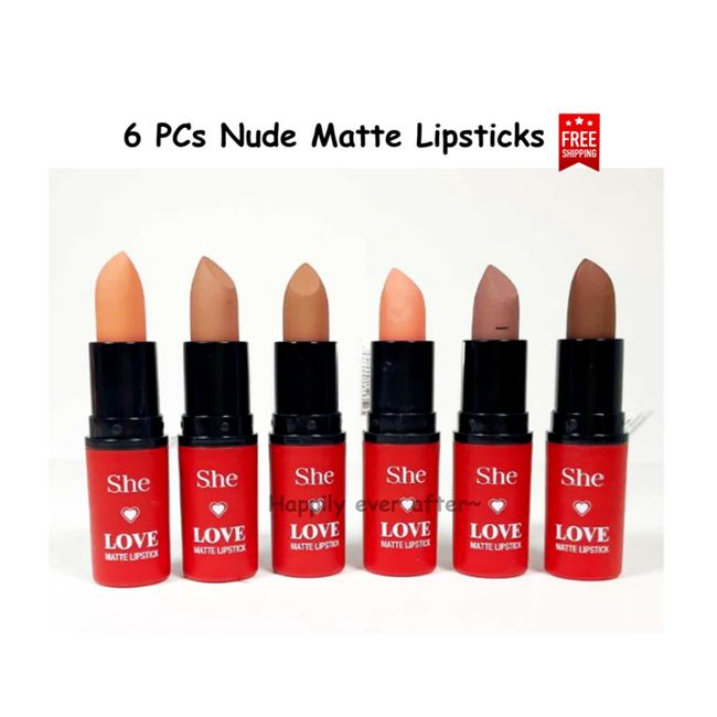 6 PCs Nude Lipsticks - Long Lasting Nude Shade Matte Lipsticks, Brand New 6 PCs