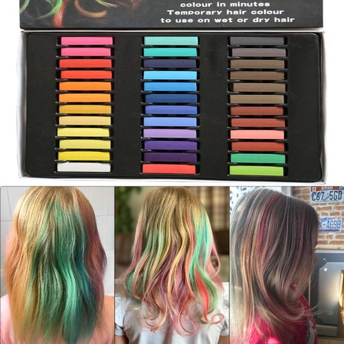 Trimming Shop Washable Temporary Hair Chalk Colour Pastel Dye Hair Chalk, Non-Sticky Bright for Girls Women Gifts Halloween, Christmas, Birthday Party, 36pcs Hair Chalk Set, Pack of 1