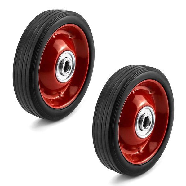 QWORK 2 Pack 5" x 1.5" Premium Rubber Wheel with Ball Bearing, Hand Truck Wheel, Capacity up to 88 lbs