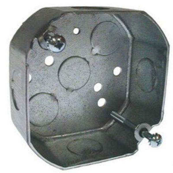 Hubbell-Raco 296-1 4" Octagon Ceiling Box, 1-1/2" Deep, KOs, Metallic