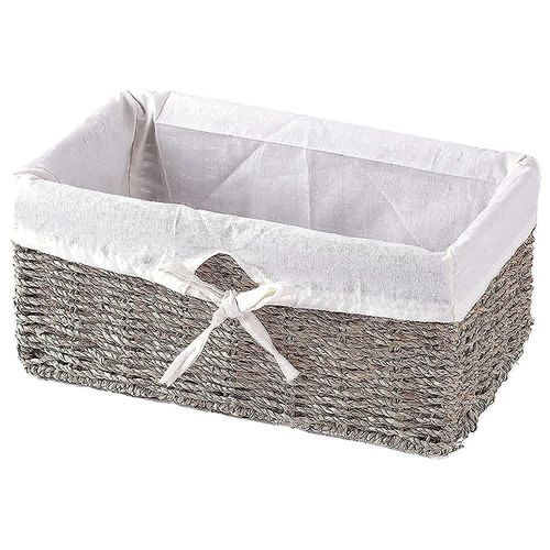Vintiquewise(TM) Seagrass Shelf Basket Lined with White Lining