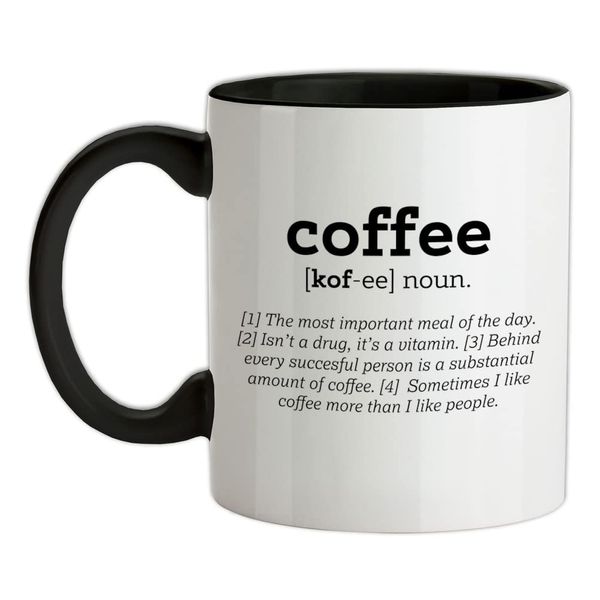 Funny Definition Coffee - 11oz - Ceramic Two-Tone Mug for Coffee/Tea - Black/White - One Size