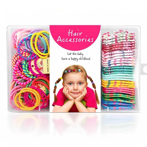 Pack von 130 Vielfalt Haarzubehör, Haar Pferdeschwanz Clips für Mädchen, Haar Barretten Elastische Gummi Haarbinder für Kinder