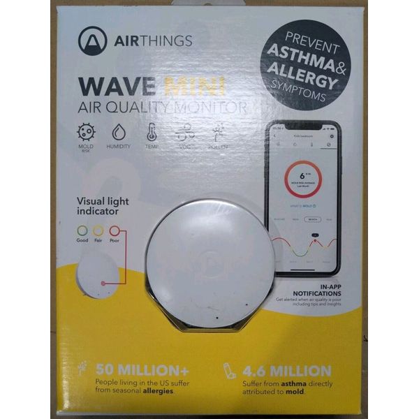 Airthings 2928 Wave Mini Battery Operated Smart Indoor Air Quality Monitor