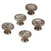 LOVIVER 4Packs Bird Flower Pattern Door Knobs and Pulls for Kitchen Cupboard and Drawer