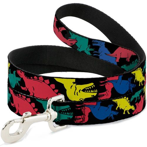 Buckle-Down Pet Leash - Dinosaurs Black/Multi Color - 6 Feet Long - 1.5" Wide