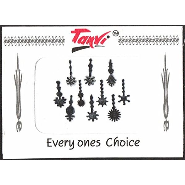 Silver Metallic Assorted Patterned Bindi's – Pack of 10 – 12mm