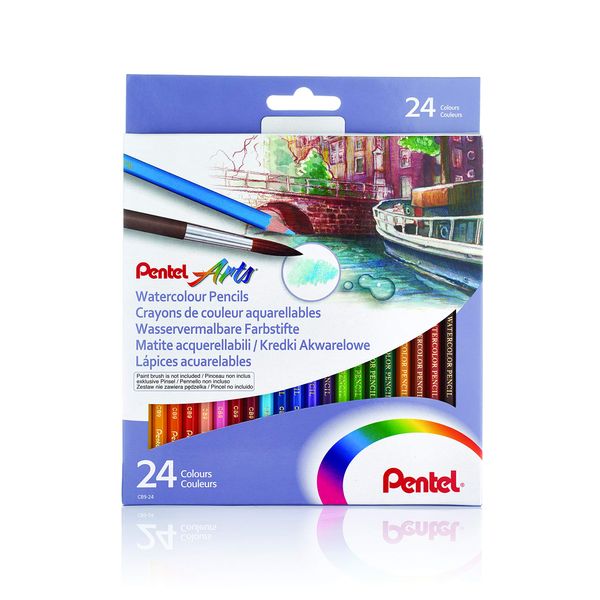 Pentel Arts Watercolour Pencil Set - Assorted, 24 Count (Pack of 1)