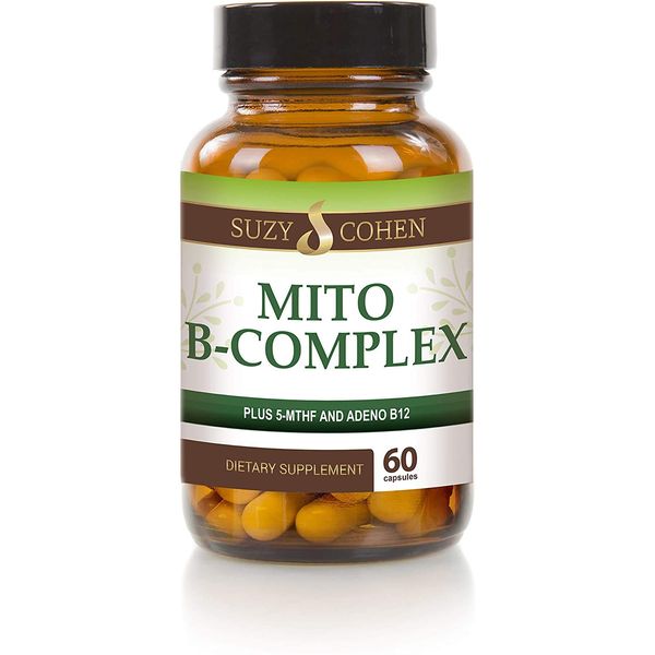 Suzy Cohen, Mito B Complex Dietary Supplement, 5-MTHF, Adeno B12, Methylation Support, Supports Healthy Nervous System, Boost Energy, Vitamin B, 60 Veg caps