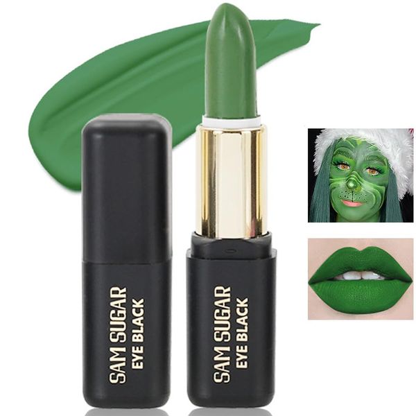 Green Matte Lipstick for Halloween Gothic Cosplay Makeup, Non-Stick Cup Velvet Waterproof and Long Lasting Lip Gloss Matte Lipstick (Green 02)