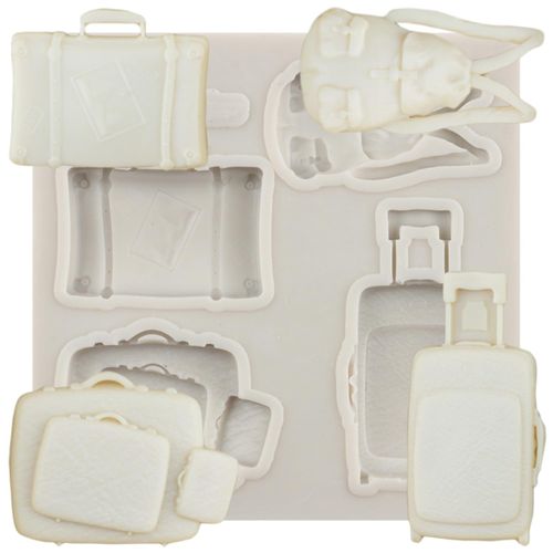 MINFEIDMS Travel Luggage Bag Fondant Silicone Mold For Cake Decorating Cupcake Topper Candy Chocolate Gum Paste Polymer Clay