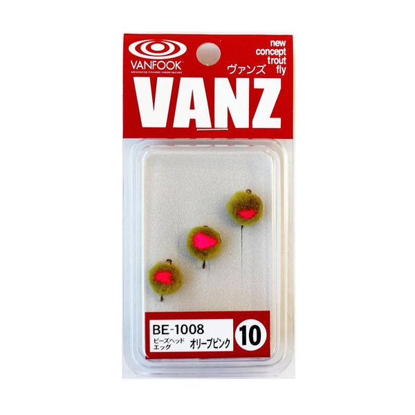 VANFOOK BE-1008 BEAD HEAD EGGS #10 Olive Pink Area Fly