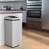 iTouchless 14 Gallon Slide Open Lid Kitchen Trash Can with, Motion Sensor White Stainless Steel Rectangular Trashcan for Home Office Work Bedroom Living Room Garage Large Capacity Slim Wastebasket