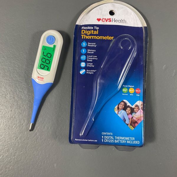 CVS Health Flexible Tip Digital Thermometer 5 Second Reading Fever Signal White