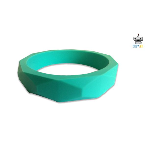 ChewAid Chew Pendant Bangle Bracelet Training and Development Fidget Toy Chew Necklace for T,Sensory,Oral Motor, Anxiety, Autism, ADHD (turquoise)