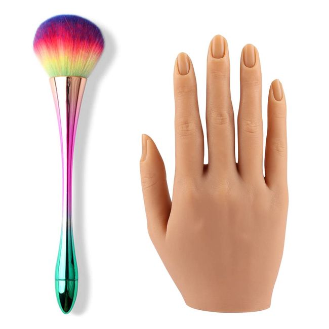 KnowU Silicone Practice Hand for Acrylic Nails, Flexible Bendable Nail Practice Hand, Fake Hand to Practice Fake Nails, Nail Hand Practice Model,Right