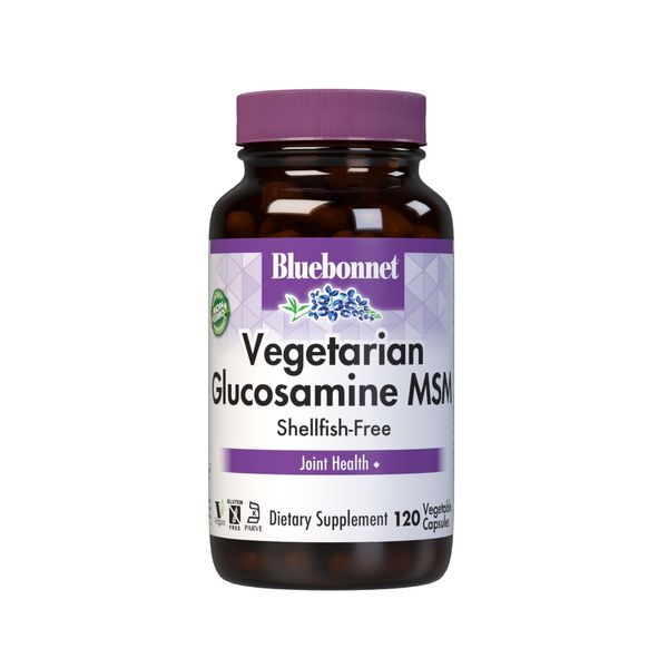 Bluebonnet Vegetarian Glucosamine with MSM Supplement - Shellfish-Free Joint Support Supplement for Women & Men - Vegetable Glucosamine HCI - Vegan, Kosher, Free of Soy, Gluten & Dairy - 120 V Caps