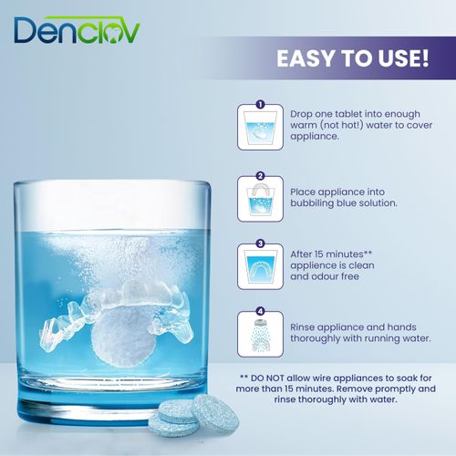 Retainer Brite Cleaning Kit Including 96 Tablets (3 Month Supply) and Denture Brush - Kills 99.9% of Bacteria - Ideal for retainers, mouthguard, dentures, invisalign. Removes Plaque and Tartar.