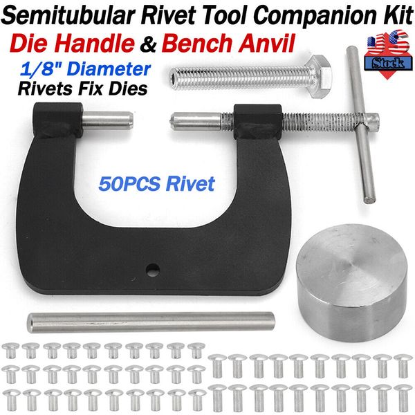 Semi Tubular Rivet Tool Restoration Kit for 1/8" Semitubular Rivets Fixt Dies US