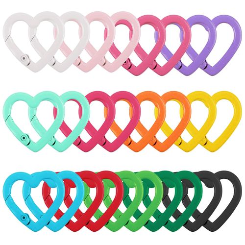 RP Remarkable Power, 26 Pack Heart Clasps Keychain Spring Key Ring Snap Hooks Buckles Fastener Connectors for DIY Keychain Making