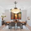 42'' Crystal Invisible Fan Ceiling Light LED Light Kit Remote Control Chandelier