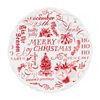 Mud Pie Word Print Xmas Dessert Plates, 8" dia, RED