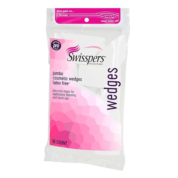 Swisspers Premium Pro Cosmetic Wedges, Latex-Free Jumbo Makeup Sponges, 16 Ct