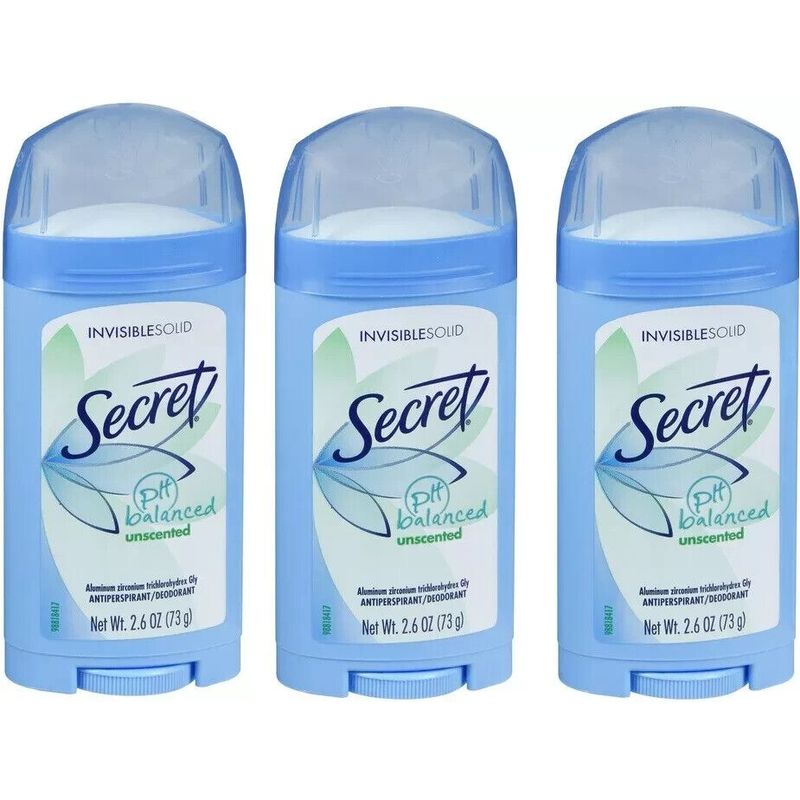 Secret Invisible Solid Unscented Deodorant 2.6oz(3 Pack) EXP 12/24 ...