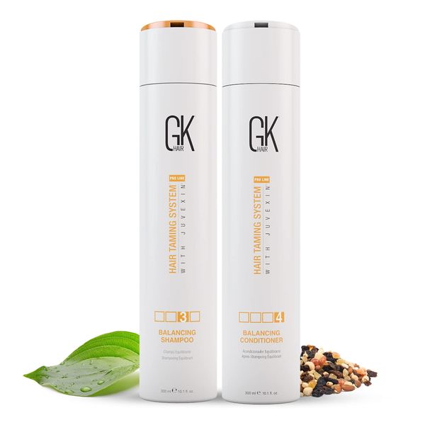 GK HAIR Global Keratin Balancing Shampoo and Conditioner Sets (300ml/10.1 Fl Oz) For Oily & Color Treated Hair Deep Cleansing Ideal for Over-Processed and Environmentally Stressed Hair