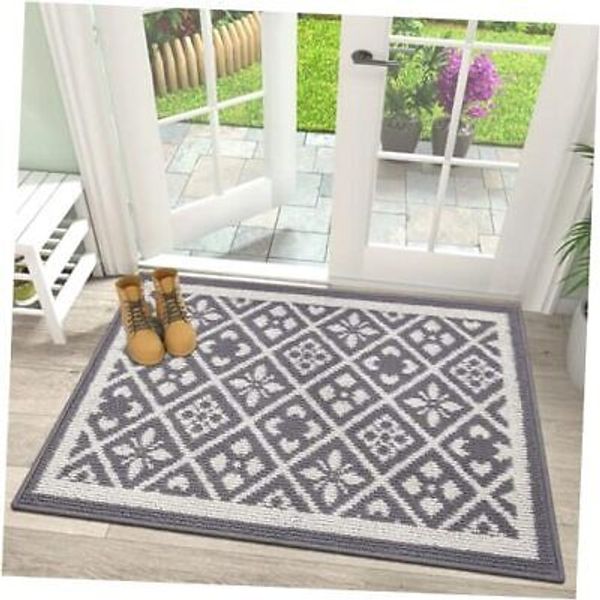 Indoor Door Mat 24" X 36"Absorbent Dog Muddy Paws Mat Low-Profile 2'x3' Grey