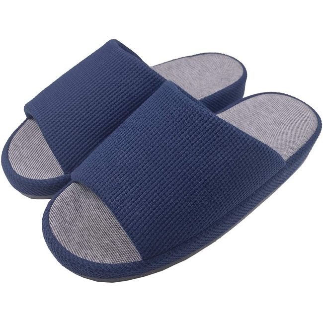 Okumura BSAA0113NV Slippers, Bamboo Charcoal Comfort, L Size, Navy