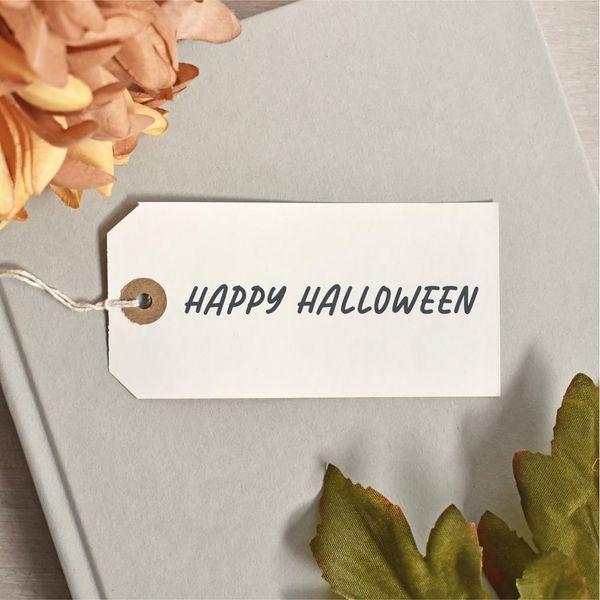 Simple Single Line Happy Halloween Rubber Stamp (Large 9 x 2cm)