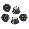 5 Pcs Black Silver Tone 16mm Top Rotary Knobs for 6mm Dia. Shaft Potentiometer