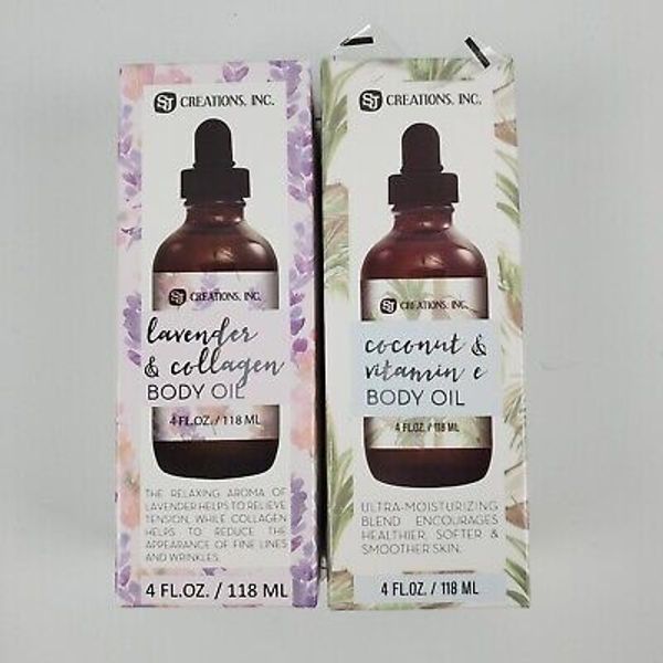 SJ Creations Inc Lavender & Collagen + Coconut & Vitamin E Body Oil 4oz each