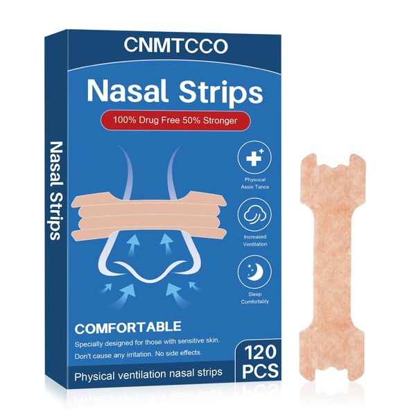 CNMTCCO Nasal Strips,120 Pcs Nose Strips Anti Snoring Devices for Man and Women,Relieve a Blocked Nose Due to colds, Allergies, Snore Stopper for Sleep ＆ Sports | Helps Reduce Snoring | Drug-Free