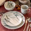 16 Piece Black and White Marble Stoneware Dinnerware Set Dishwasher Safe