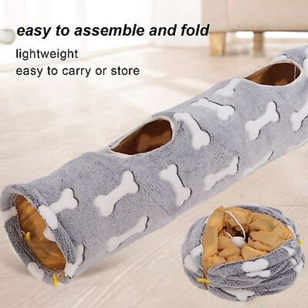 Plush Cat Tunnel Toy Collapsible Scratch Resistant Little Pet Tunnel for Cats