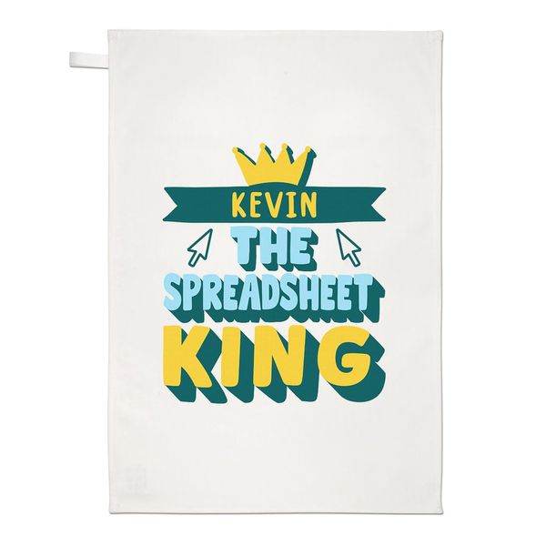 Personalised The Spreadsheet King Tea Towel Dish Cloth