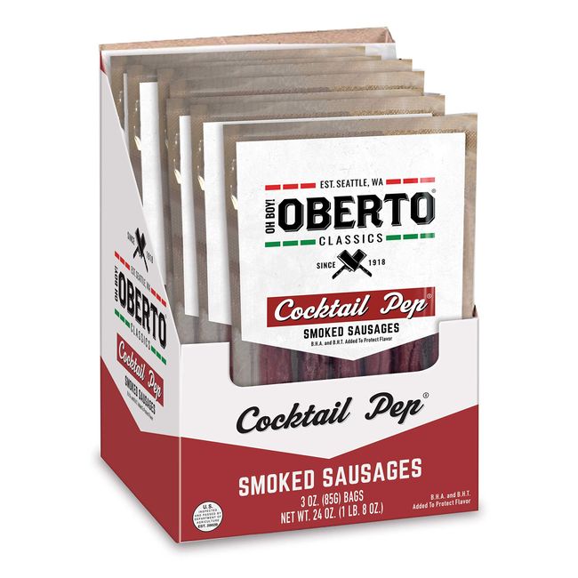 Oh Boy! Oberto Classics Cocktail Pep Smoked Sausages, 3 Ounce (Pack of 8)