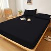 Microfibre Fitted Sheets Luxurious Easy Care Super Soft All Year Round Bed Sheets (Black, Single)