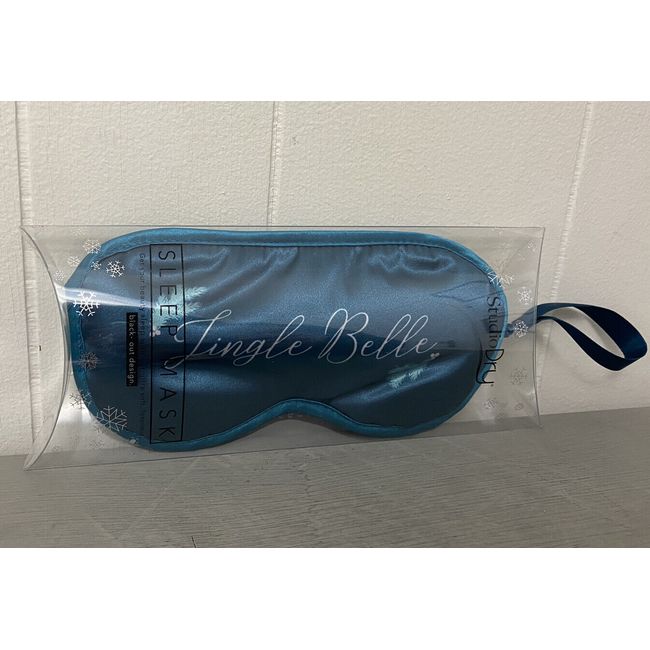 Women Christmas Blue Jingle Belle Satin Sleep Eye Mask Blindfold Blackout Cover