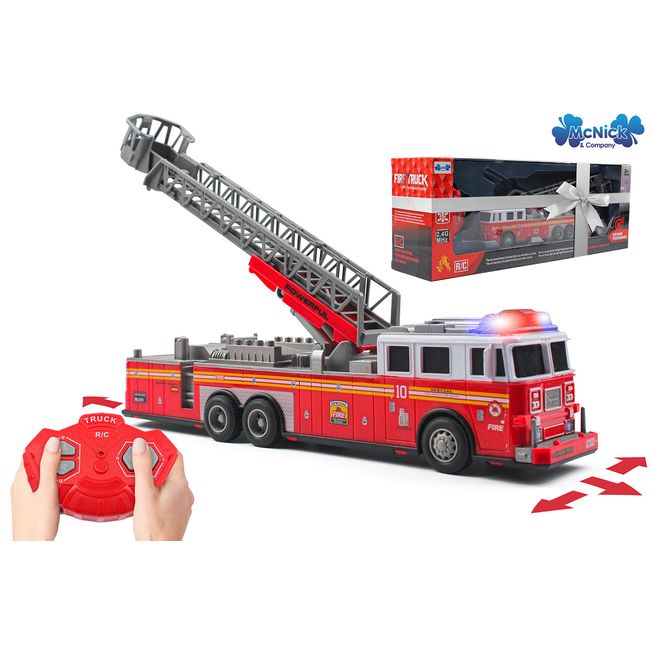 MCNICK & COMPANY Remote Control Fire Truck for Boys - Battery Powered Firetruck Toy Remote Controlled - RC Fire Engine Truck with Lights and Sirens - Fire Engine Toy