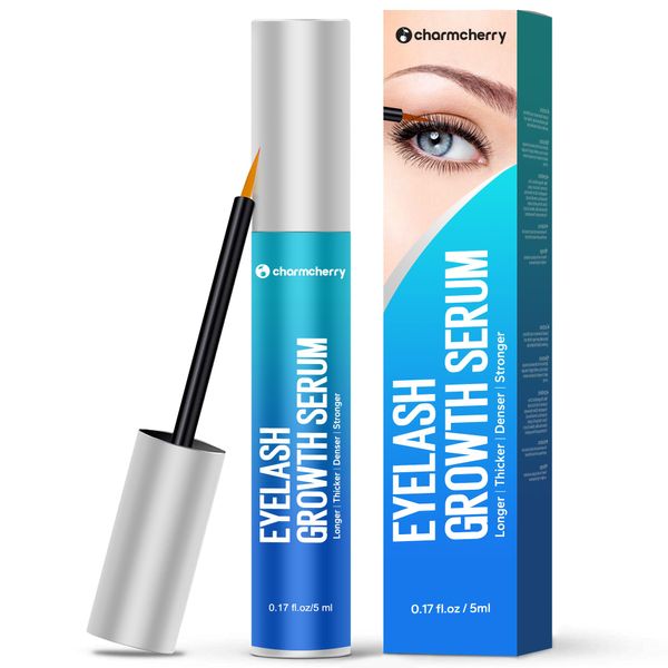 CharmCherry Eyelash Growth Serum (0.17 oz), Lash Serum for Fuller & Longer Looking Alluring Eyelashes, Eyelash Serum for Eyelashes and Eyebrows, Premium Lash Growth Serum for Eyelash Extensions