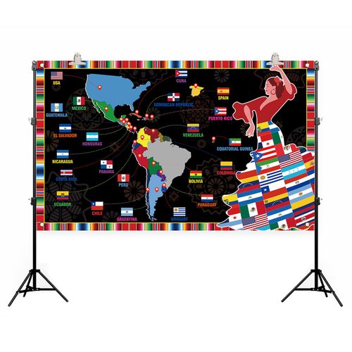 Hispanic Heritage Month Backdrop, Latino Heritage Month Banner, National 22 Spanish Speaking Countries Latino Heritage Month Decorations and Supplies for School Classroom Office