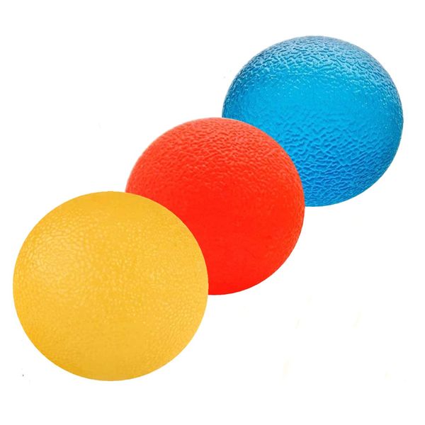 Fine-toned® 3 x Gel Hand Therapy Exercise Balls - Firm/Medium/Soft- plus FREE EXERCISE CHART and instructions
