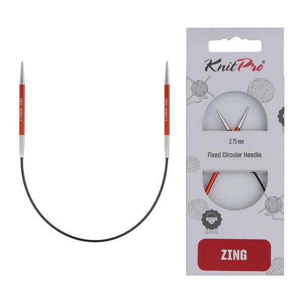 KnitPro Zing Fixed Knitting Needles – 22.5cm x 2.75mm Circular Knitting Pins, 83