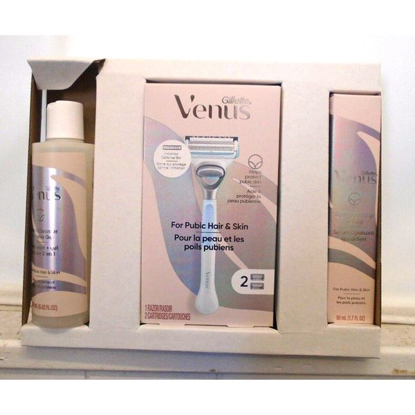 Gillette Venus For Pubic Hair And Skin Womens Shaving Kit 1 Venus Handle 2 Ra...