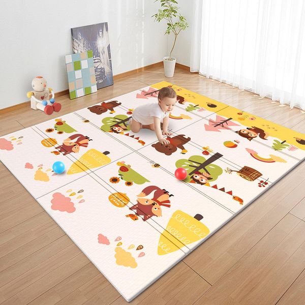 50x50inch Foldable Baby Play Mat,Waterproof Double-Sided Pattern Babies Playmat for Playpen,Anti-Slip Baby Crawling Play Mat for Indoor and Outdoor