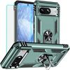 for Google Pixel 8A Case with Screen Protector: Military Grade Protective Cases with Ring Holder Kickstand for - Pixel 8A (Dark Green)